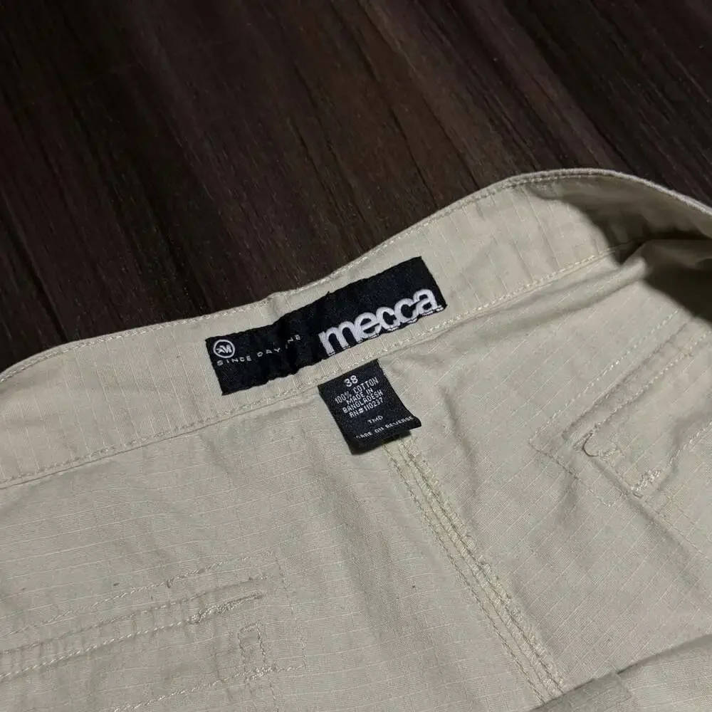 Mecca USA Vintage 100% Cotton Khaki Cargo Shorts Size 38